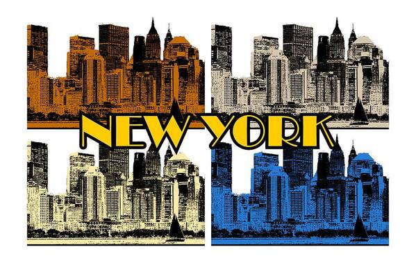 New-york Art Print featuring the digital art New York 4 color by Piotr Dulski