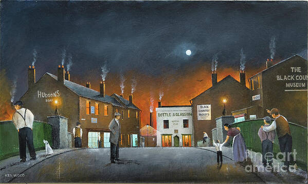 England Art Print featuring the painting Night Scene At The Black Country Museum - England by Ken Wood