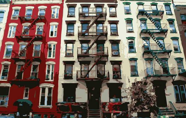 Nyc Fire Escapes Art Print featuring the photograph NYC Apartment Color 16 by Scott Kelley
