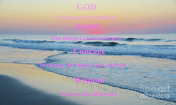 America Art Print featuring the photograph Ocean Sunrise Serenity Prayer by Robyn King