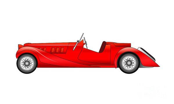 Auto Art Print featuring the digital art Old classic race car by Michal Boubin