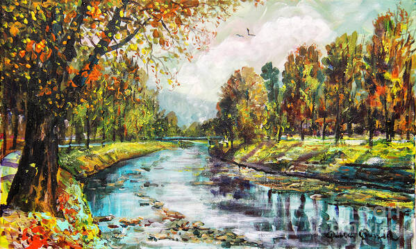 Olza River Art Print featuring the painting Olza River by Dariusz Orszulik