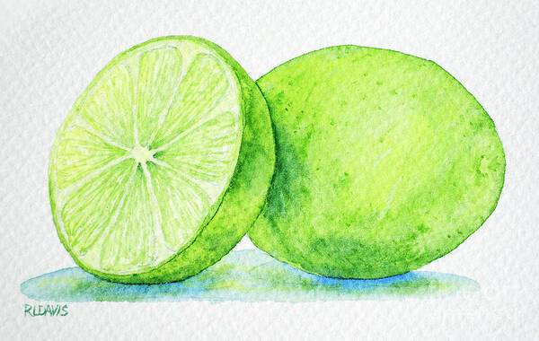 One Art Print featuring the painting One And A Half Limes by Rebecca Davis