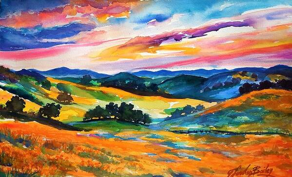 Yokohl Valley Rd Art Print featuring the painting Pastoral Poppies on Yokohl Valley by Tf Bailey