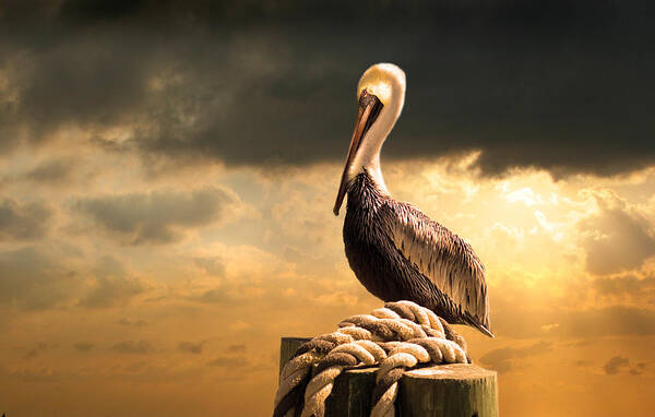 Pelican Art Print featuring the photograph Pelican after a storm by Mal Bray