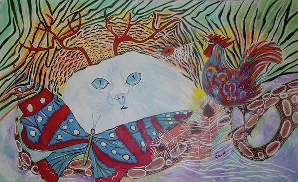 Abstract Art Print featuring the painting Persian Cat by Sima Amid Wewetzer