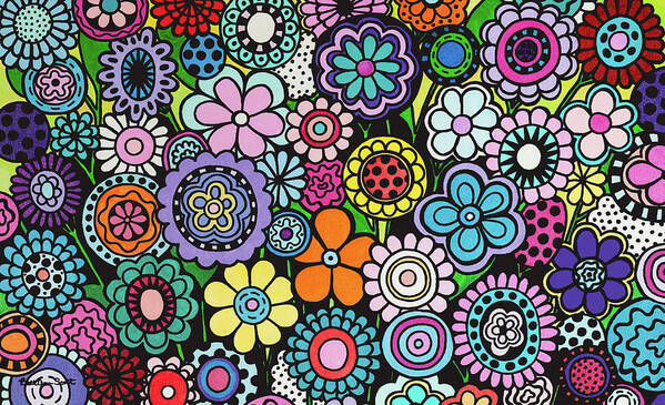 Flowers Art Print featuring the painting Polka Dot Garden by Beth Ann Scott