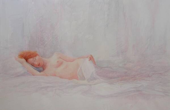 Reclining Nude Art Print featuring the painting Reclining Nude 4 by David Ladmore
