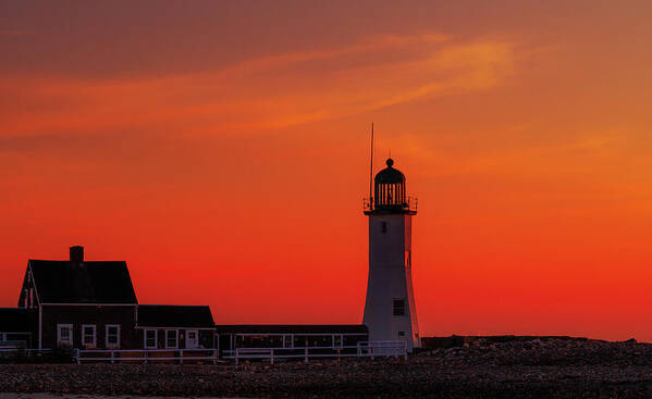 Lighthouse Art Print featuring the photograph Red Sky in the Morning by Rob Davies