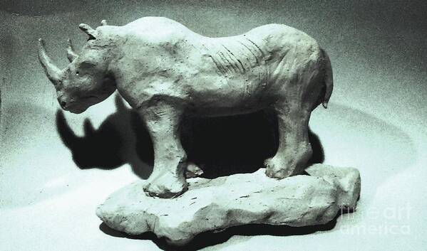 Sold Art Print featuring the sculpture Rhino Sculpture by Stacy C Bottoms