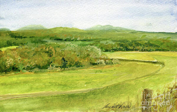 Vermont Art Print featuring the painting Road Through Vermont Field by Laurie Rohner