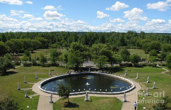 Rosary Pond At Our Lady Of Fatima Basilica Shrine In Lewiston New York Art Print featuring the photograph Rosary Pond at Our Lady of Fatima Basilica Shrine in Lewiston New York by Rose Santuci-Sofranko