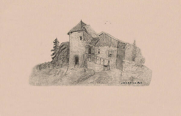 Rural Art Print featuring the drawing Rural English Dwelling by Donna L Munro