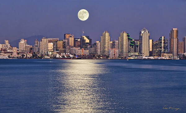 San Diego Art Print featuring the photograph San Diego Blue Moon by Dan McGeorge