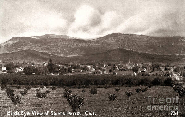 Santa Paula Art Print featuring the photograph Santa Paula - California - 1912 by Sad Hill - Bizarre Los Angeles Archive