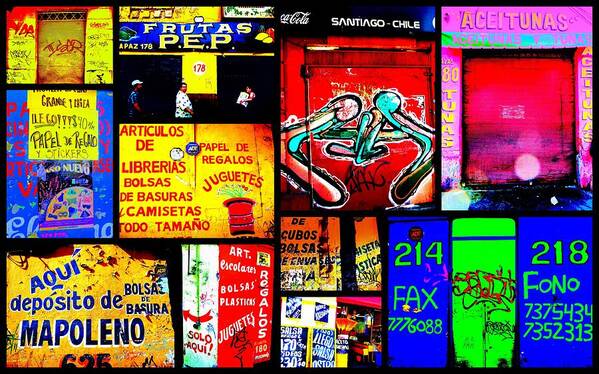 “latin America” Art Print featuring the photograph Santiago Funky Walls by Funkpix Photo Hunter