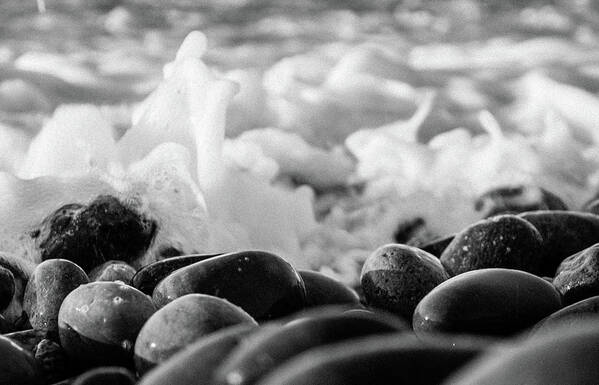 Water Art Print featuring the photograph Sea foam B-W by Sergey Simanovsky