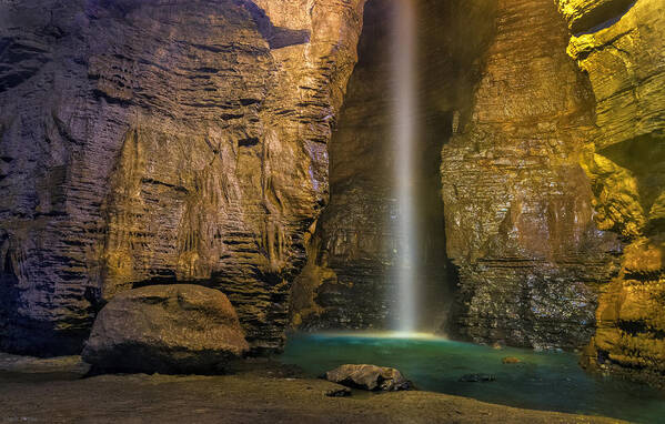 Secret Caverns Waterfall Art Print featuring the photograph Secret Caverns waterfall 2 by Mark Papke