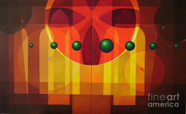 Geometric Abstract Art Print featuring the painting Seven Windows - 2 by Alberto DAssumpcao