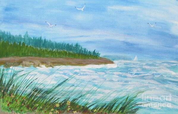 Seascape Art Print featuring the painting Shore Line by Hal Newhouser