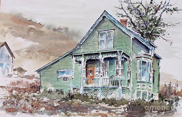 A Charming House Of The Late 1800's Vintage Perches On The Side Of A Mountain At The Southwest Side Of The Town Of Silverton Art Print featuring the painting Silverton Colorado by Monte Toon