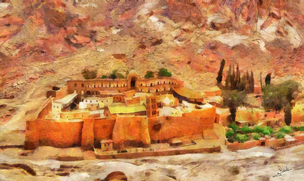 Sinai Monastery 2 Art Print featuring the painting Sinai Monastery 2 by George Rossidis