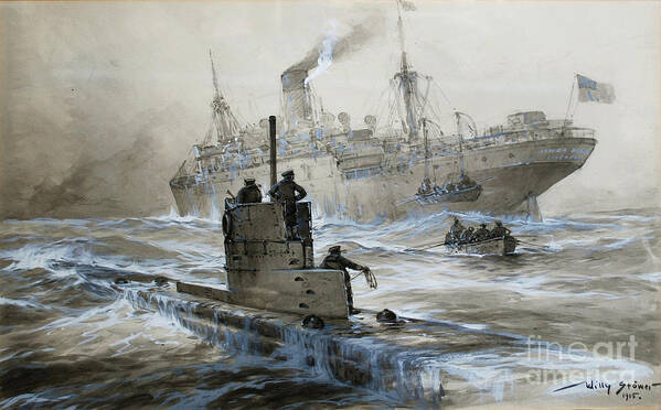 Willy Stower Art Print featuring the painting Sinking of the Linda Blanche out of Liverpool by MotionAge Designs