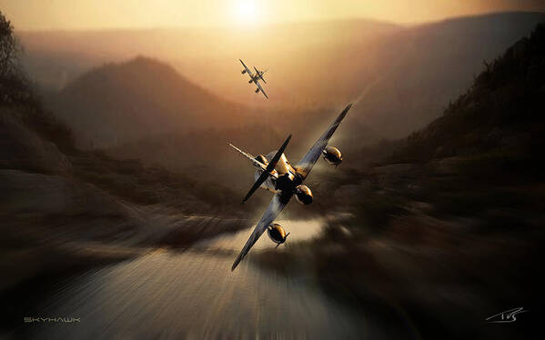 War Art Print featuring the digital art Skyhawk by Peter Van Stigt