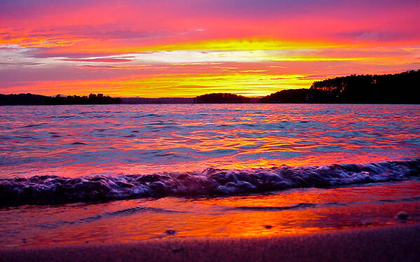 Smith Mountain Lake Sunset Art Print featuring the photograph Smith Mountain Lake Surreal Sunset by The James Roney Collection