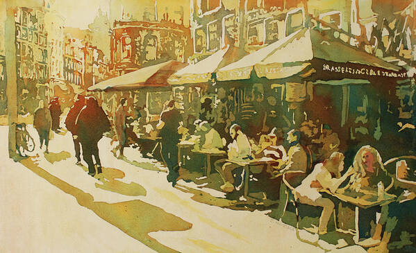 Amsterdam Art Print featuring the painting Snapshot Cafe by Jenny Armitage