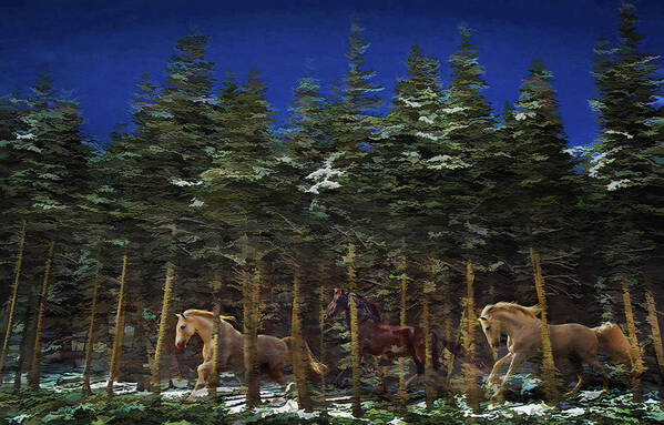 Herds Horses Art Print featuring the photograph Spirits of the Forest by Melinda Hughes-Berland