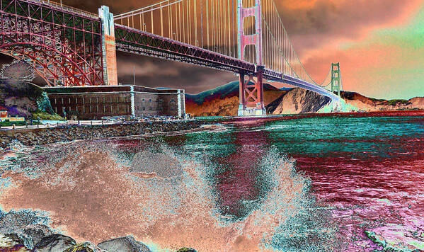 (san Francisco) Bridge Art Print featuring the photograph Splashing Colors by Tom Kelly