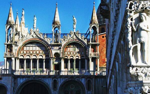 Venice Art Print featuring the photograph St Marks Basilica Gable Venice by Nigel Radcliffe