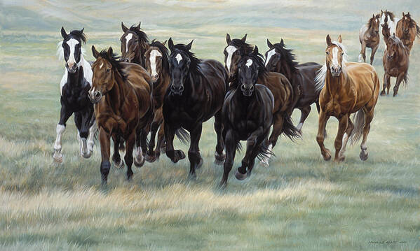 Michelle Grant Art Print featuring the painting Stampede by JQ Licensing