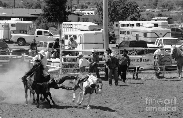 Rodeo Art Print featuring the photograph Steer Wrestling by Susan Chandler