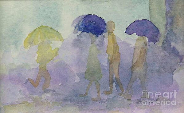 Watercolor Art Print featuring the painting Stomping in the Rain by Vicki Housel