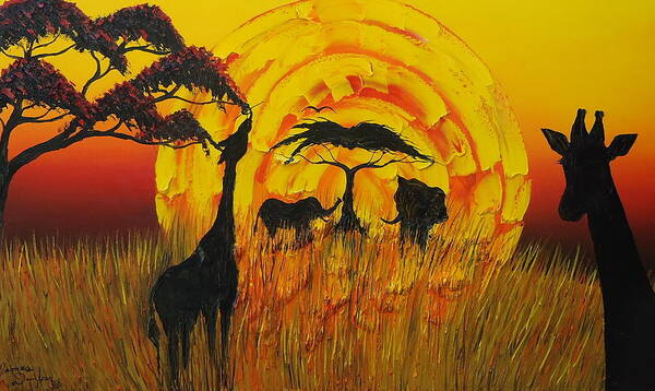 African Paintings Art Print featuring the painting Sun Of Africa 8 by James Dunbar