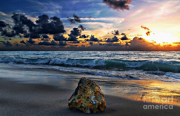 Beach Art Print featuring the photograph Sunrise Seascape Wisdom Beach Florida C3 by Ricardos Creations