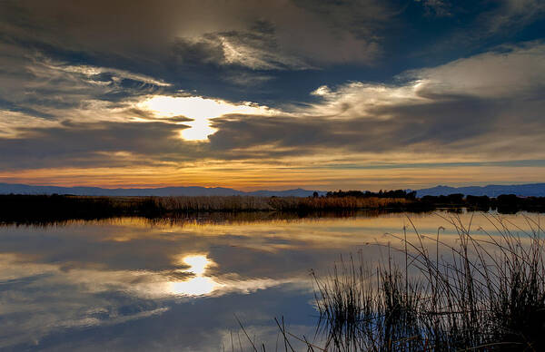 Suisun Slough Art Print featuring the photograph Sunset at Hill Slough by Bruce Bottomley