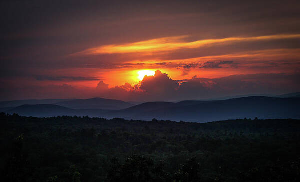 Sunset Art Print featuring the photograph Sunset Over the Catskill Mountains and Rondout Valley by John Morzen