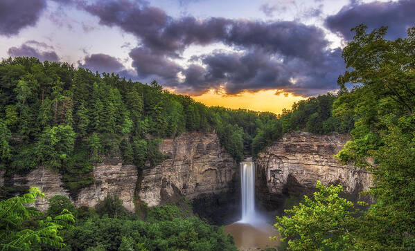 Waterfall Art Print featuring the photograph Taughannock Sunset by Mark Papke