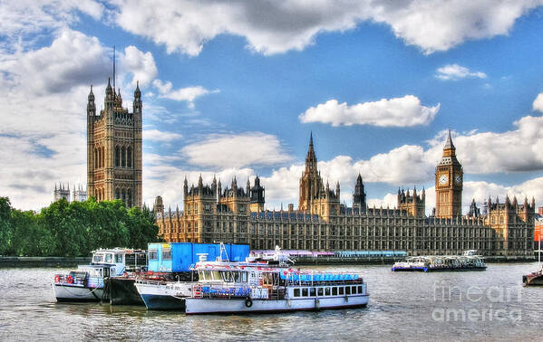 Thames River In London Art Print featuring the photograph Thames River In London by Mel Steinhauer
