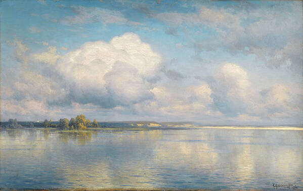 Kryzhitsky Art Print featuring the painting The Lake by Kryzhitsky
