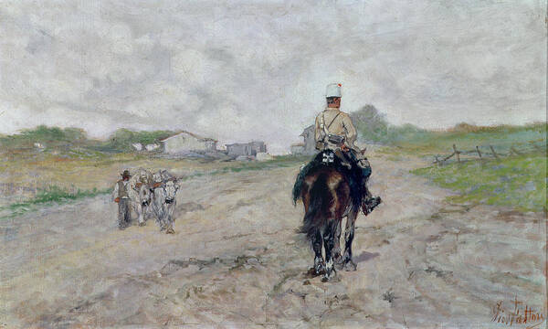 The Art Print featuring the painting The Light Cavalryman by Giovanni Fattori