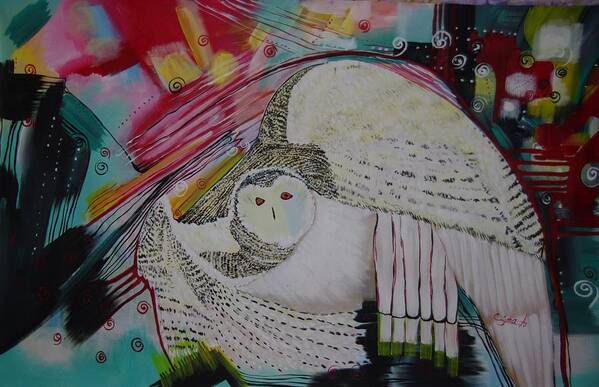 Modern Art Print featuring the painting The owl by Sima Amid Wewetzer