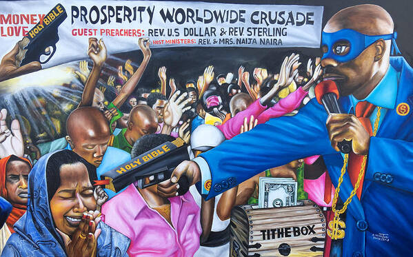 Political Painting Art Print featuring the painting The Robbery Revival Matthew21vs13 by O Yemi Tubi