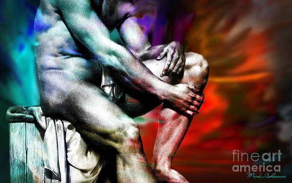 Male Nude Art Art Print featuring the painting The Watching Man  by Mark Ashkenazi
