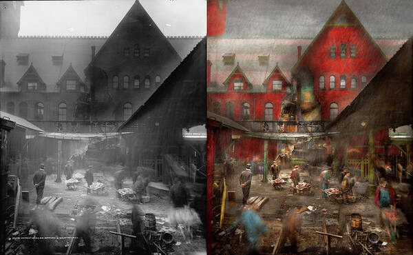 Train Art Print featuring the photograph Train Station - Accident - Smasher disaster 1906 - Side by Side by Mike Savad