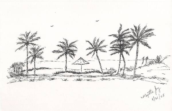 Drawing Art Print featuring the painting Tropical Beach II by Myrtle Joy