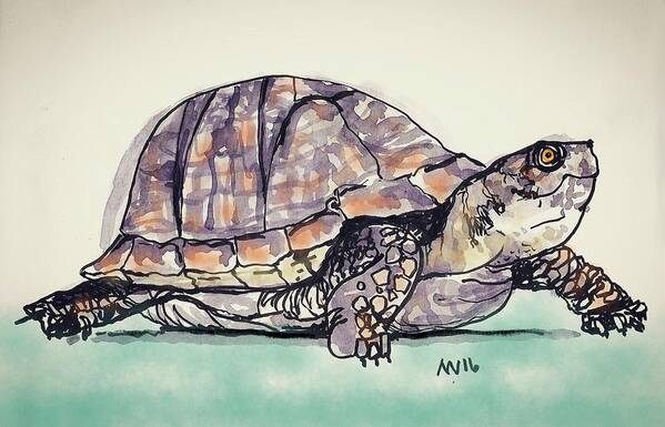 Turtle Art Print featuring the digital art Turtle by AnneMarie Welsh